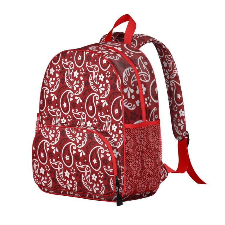 Vibrant Red Floral Backpack Floral Red Backpack With Multiple Pockets Travel on Luulla main image 3