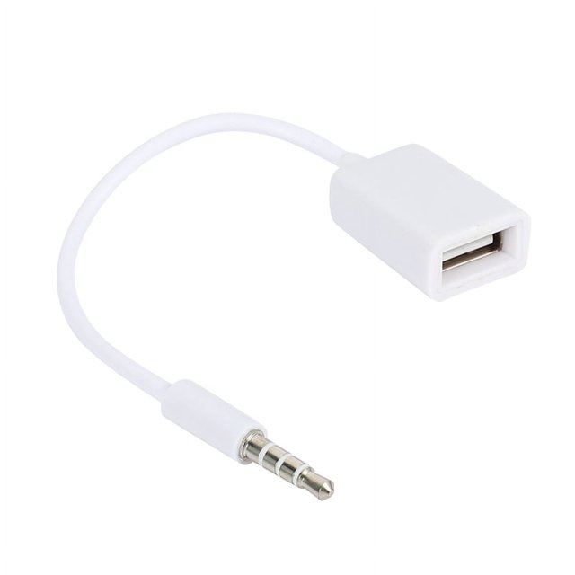 Cable convertidor de conector de audio auxiliar macho de 3,5 mm a USB 2.0 hembra para MP3 de coche