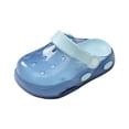 thumbnail image 2 of Huowey Baby Girls Kids Garden Clogs Cute Solid Color Transparent Stylish Lightweight Anti- Flat Sole Slides Sandals Waterproof Beach Pool Holiday Comfy Casual Water Shoes,Blue,12-18 Months, 2 of 5
