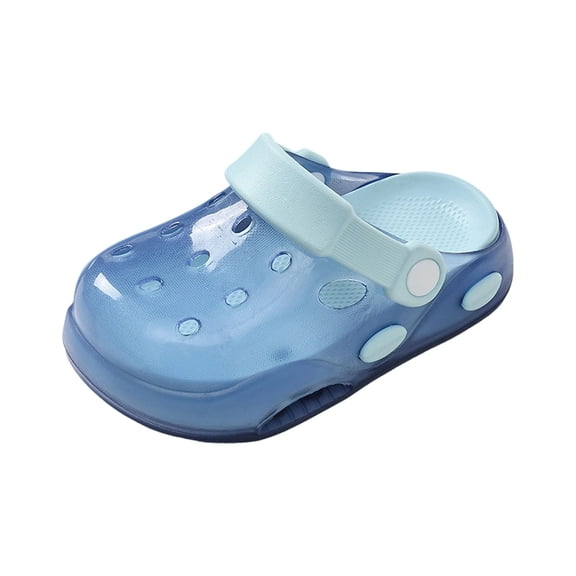 CUZIBR Baby Girls Kids Garden Clogs Cute Solid Color Transparent Stylish Lightweight Anti- Flat Sole Slides Sandals Waterproof Beach Pool Holiday Comfy Casual Water Shoes,Blue,12-18 Months