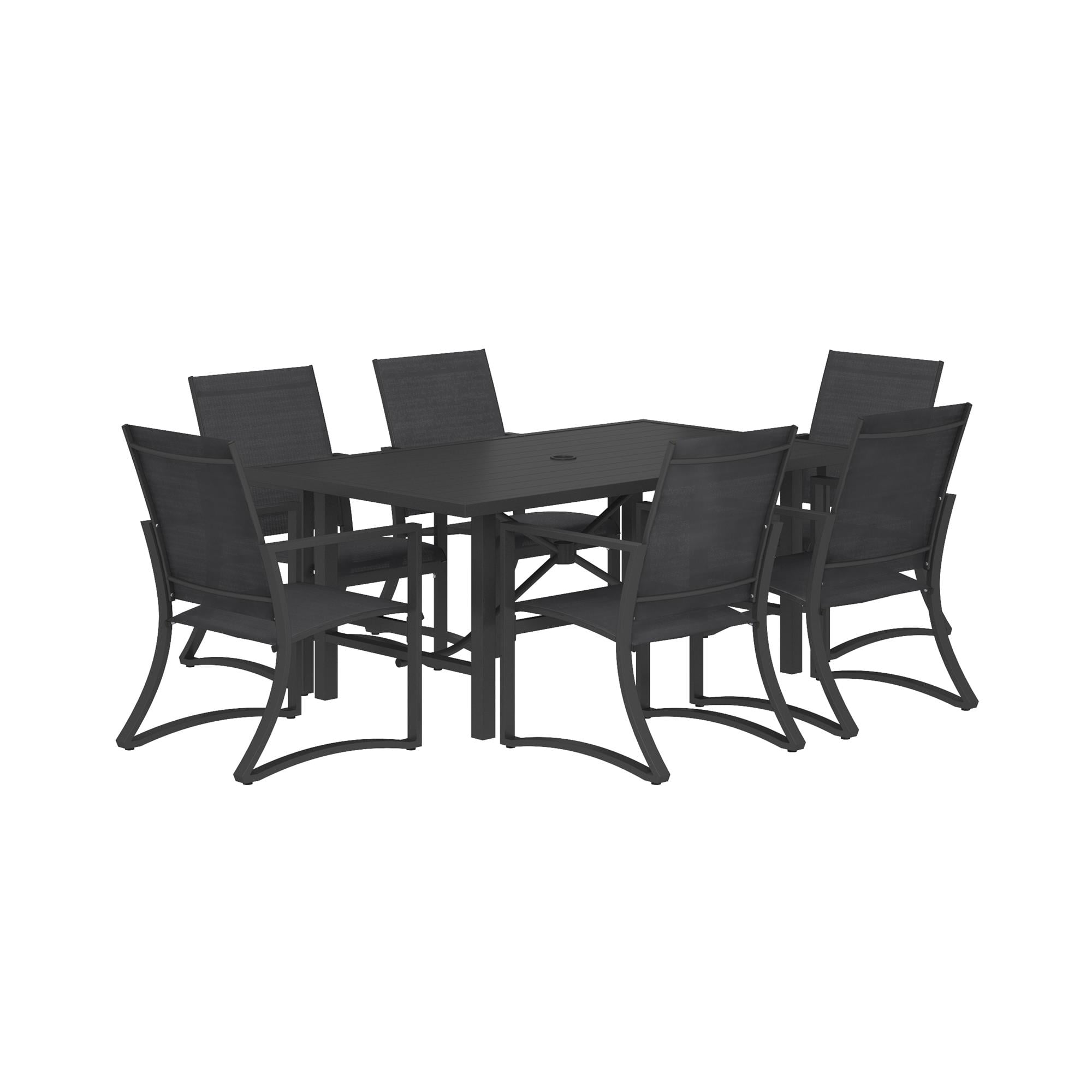 COSCO Outdoor Furniture, 7 Piece Patio Dining Set, Steel, Navy Sling