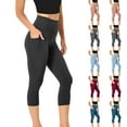 thumbnail image 2 of Yuanlook Women's High Waist Capri Leggings, Tummy Control with Side Pockets, S-XXL, 2 of 6