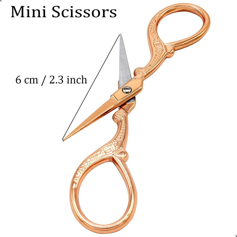 Small Fabric Scissors, Stainless Steel Embroidery Scissors Cross Stitch  Sewing Scissors for Paper Cutting Arts Crafts(MINI 3.6 x 1.77)Rose Gold 