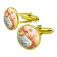 thumbnail image 1 of Feel Free to Take My Advice I'll Never Use it Funny Humor Round Cufflink Set Gold Color, 1 of 6