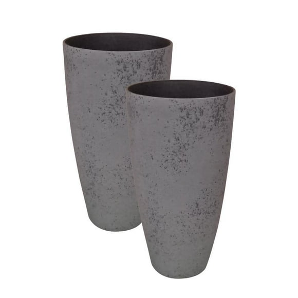 Angelo Décor MenzoMix 20-inch tall, 11.5-inch Diameter Adora Planter, Set of 2 (Dark Cement)