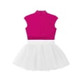 thumbnail image 4 of inlzdz Shiny Ballet Leotards for Girls Gymnastics Outfit Ballerina Tutu Dancer Outfits Skirts Set Hot Pink&White 10, 4 of 5