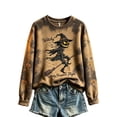 thumbnail image 2 of WULMLEO Womens Halloween Witch Black Cat Graphic Pullover Sweatshirt Long Sleeve Crew Neck Tops Earthy Yellow S, 2 of 5