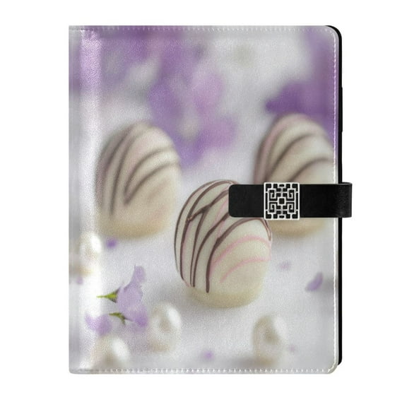 9.2x6.7 inch Leather Notebook 100 Sheets, Multi-Pocket Design & Pen Loop White Chocolate Truffles Refillable Journal Organizer
