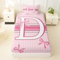 thumbnail image 3 of Manfei Cartoon Bow D Personalized Initial Polka Dots Twin Sheet Sets 3pcs for Kids Girls,Romantic Sweet Bow Knot Stripes Bedding,Breathable Home Decor, 3 of 5