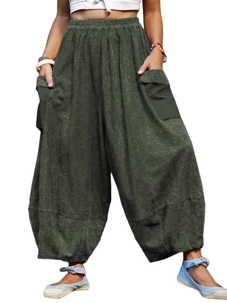 Vonda Women Elastic Waist Pockets, Mens Japanese Garden Pants