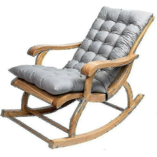 Long Folding Recliner Rocking Chair Cotton Cushion Plush Cushion Bamboo Chair Cushion Wooden Folding Chair High-quality Cushion Gray 1.2 Meters