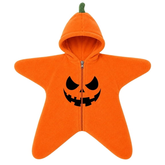 LILIYA Halloween Starfish Bunting, Warm Footie Jumpsuit, Zipper Hooded Romper, 0-3 Months Winter Onesie Outfit Casual Home Pajama Bag