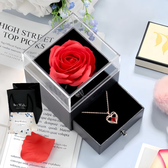 Sdmnsg-T Preserved Real Rose with I love you Birthday Necklace 100 Languages, Gifts for Girlfriend, Women, Mom, Wife, Gifts Idea on Christmas, Valentine's Day, Mother's Day, Birthday, Anniversary
