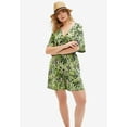 thumbnail image 4 of ellos Women's Plus Size Flutter Sleeve Surplice Romper - 34/36, Green Multi Fern, 4 of 4