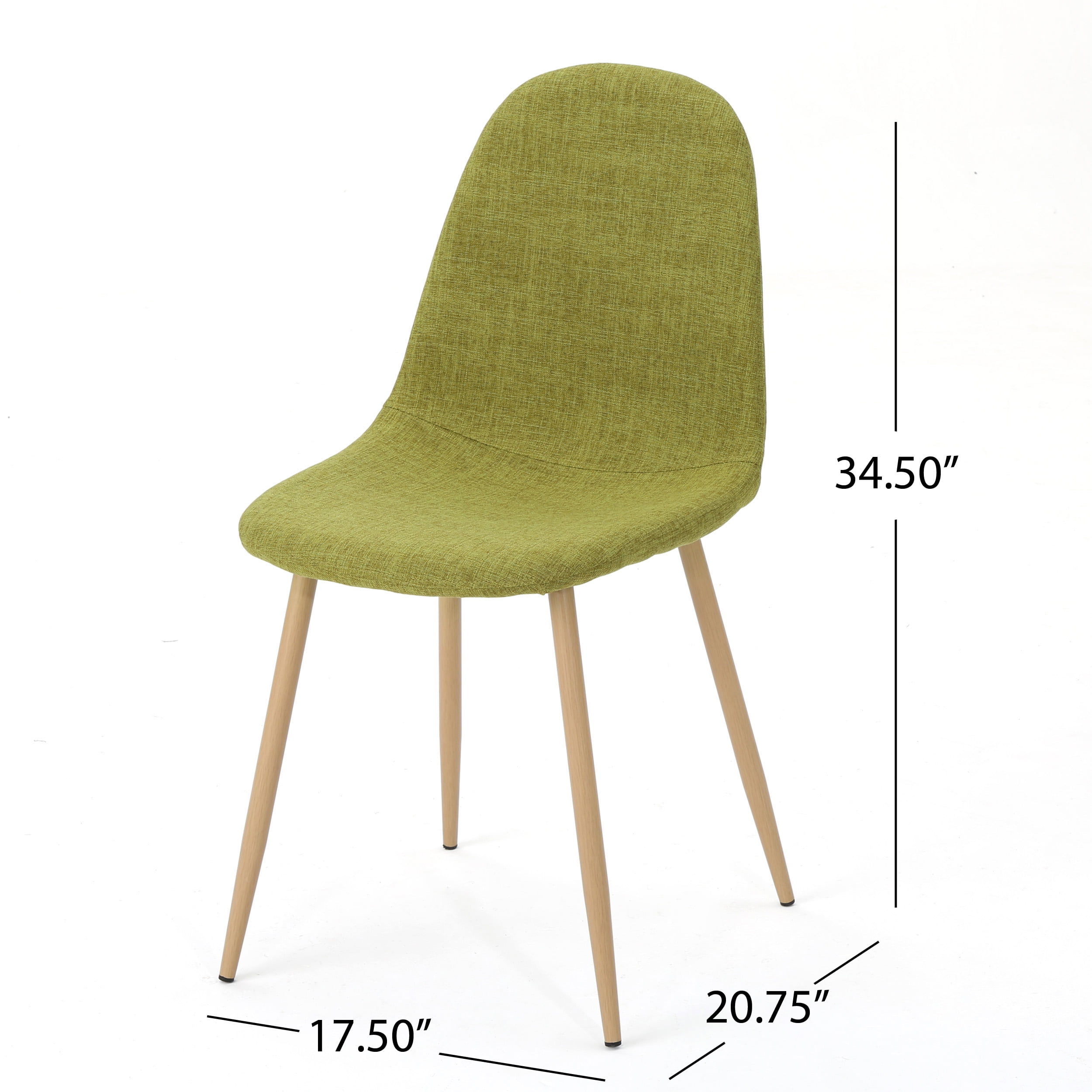 Noble House Rheena Indoor Mid Century Modern Fabric Dining Chairs, Set of 2, Green