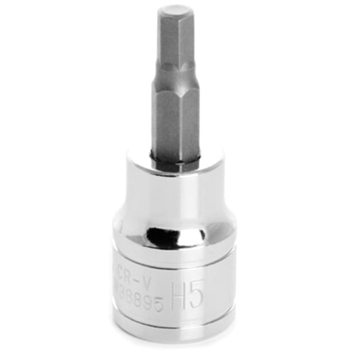 Performance Tool W38895 Chrome Hex Bit Socket, 3/8' Drive, 5mm Hex Bit