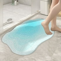 Super Absorbent Quick-Dry Bath Rug | Non-Slip Rubber Backing | Washable Modern Bathroom Floor Mat | 16X24 Inches Blue Shower Mat for Bathtub & Shower Room