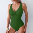 thumbnail image 2 of Wamejoo Women One Piece Swimsuit Solid Ribbed Monokini Swimwear Scoop Neck Low Back Bathing Suit (Army Green, L), 2 of 6