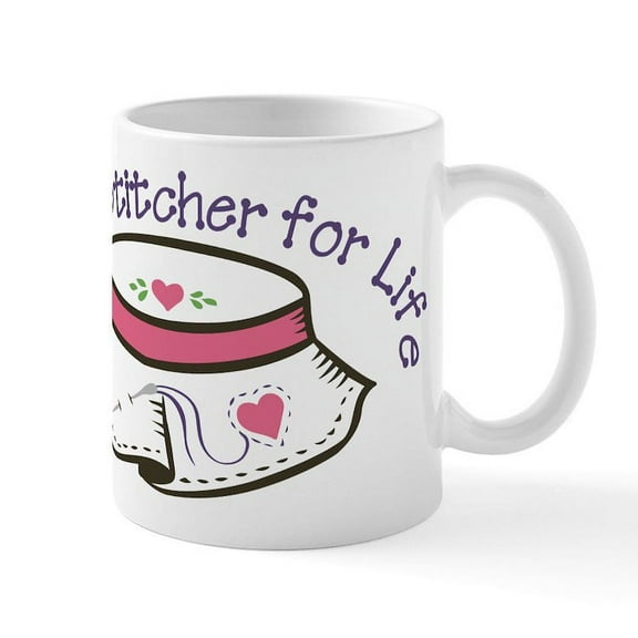 CafePress - Cross Stitcher For Life Mug - 11 oz Ceramic Mug - Novelty Coffee Tea Cup
