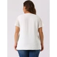 thumbnail image 4 of DARING DIVA Women's Plus V Neck Flutter Sleeve Layered Ruffle Top 1X White, 4 of 6