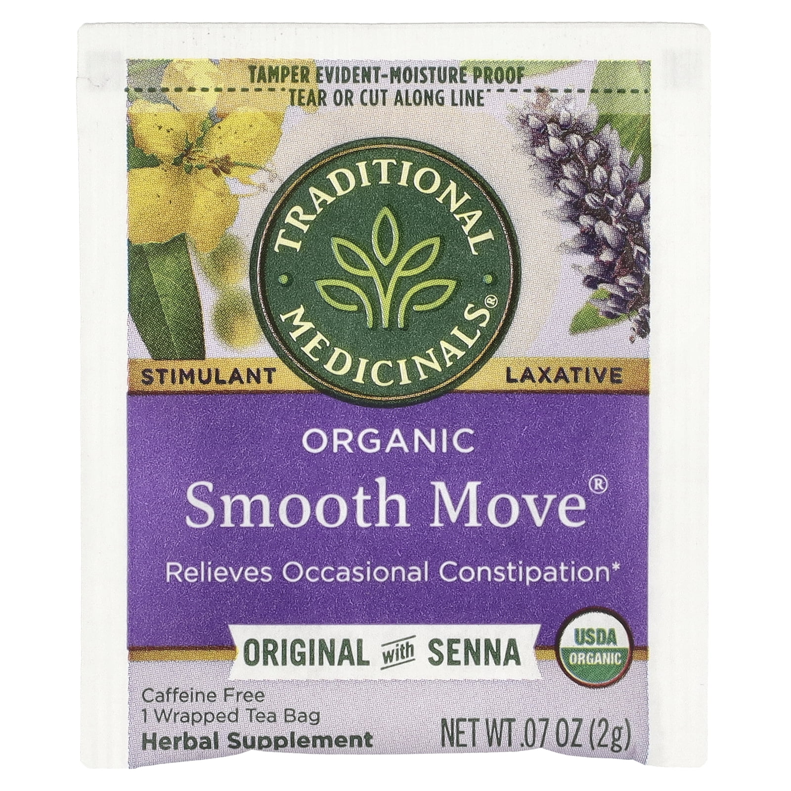 Traditional Medicinals Organic Smooth Move®, Original with Senna, Caffeine Free, 48 Wrapped Tea Bags, 3.38 oz (96 g)