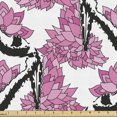thumbnail image 1 of Floral Upholstery Fabric by the Yard, Pattern of Curves and Streaks with Flower Motifs Blossoming Petals, Decorative Fabric for DIY and Home Accents, Pink Charcoal Grey by Ambesonne, 1 of 5