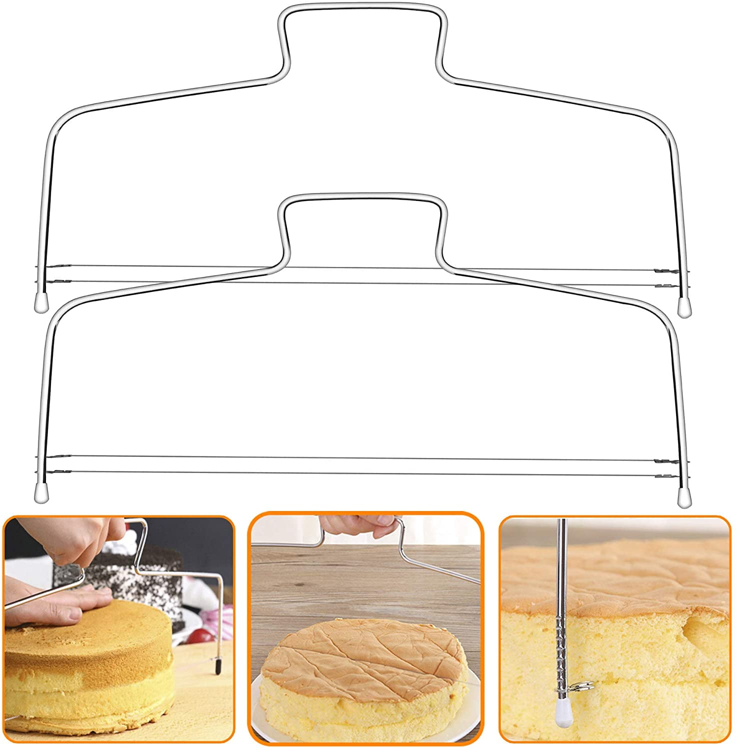 HTOOQ 2 Pcs Cake Cutter Slicer Leveler for Leveling Tops of Layer Cakes