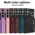 thumbnail image 2 of Stylish Creative Finger Ring Leather Phone Case for Samsung Galaxy S21 S20 Ultra Plus FE Lite Classic Wallet Design Card Slots Function Shockproof Protector Shell(Black,S21), 2 of 8