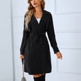 thumbnail image 2 of Chaqueta de solapa de longitud media, chaqueta de solapa para mujer, abrigo de viento cruzado doble, abrigo de solapa para mujer, uso conveniente, 2 of 8