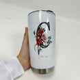 thumbnail image 3 of 20oz Custom Tumbler with Initial 'C' and Floral Details, Insulated Stainless Steel Coffee Cup, Personalized Gift for Mom, Sister, Bridesmaid, Birthday or Wedding, 3 of 6