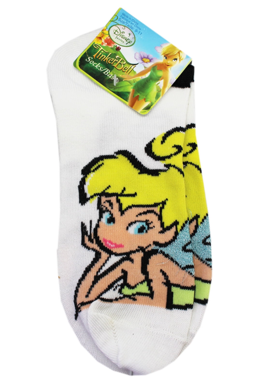 Tinker Bell Disney's Tinker Bell White Socks w/Black Trim (Size 911