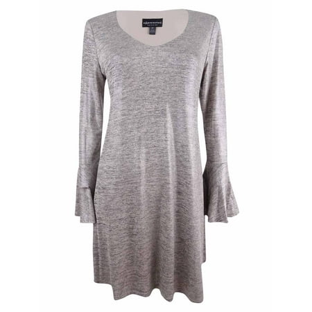 Metallic Shift Dress - Connected Women's Bell-Sleeve Metallic Shift Dress