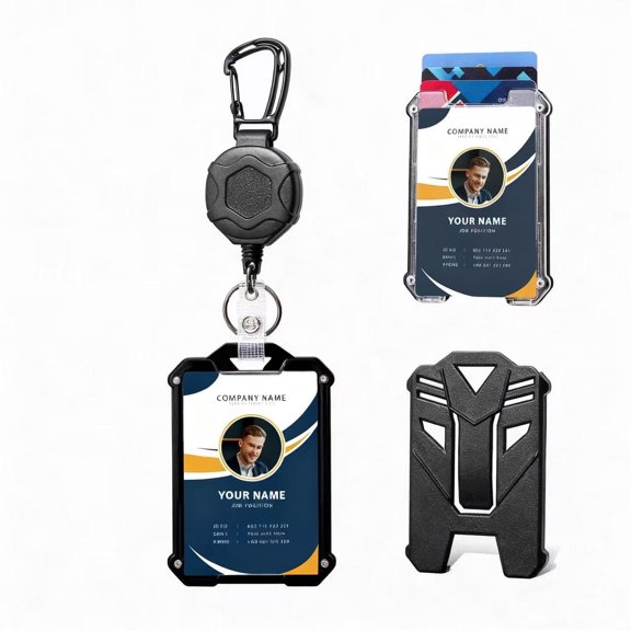 Retractable Badge Reel Carabiner Keychain, 1 Set