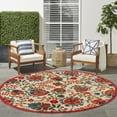 thumbnail image 4 of Nourison Aloha Indoor/Outdoor Red Multicolor 7'10" x Round Area Rug (8 Round), 4 of 9