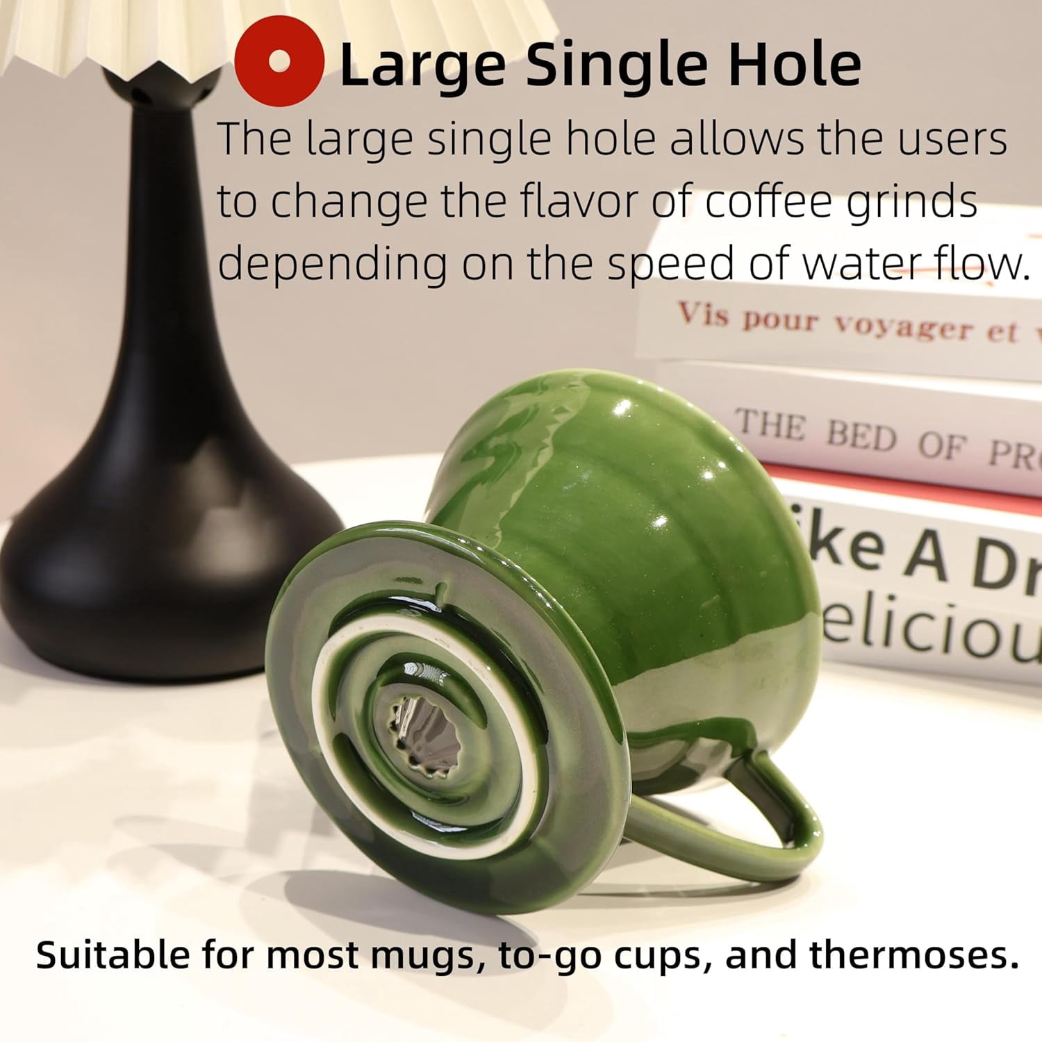 Ceramic Coffee Dripper includes 50 Filters 01 Pour Over Coffee Maker Porcelain V 60 Hand Brewed Set Pottery Artisanal Drip Brew Barista Gift for 1-2 People Travel Camping Office Home