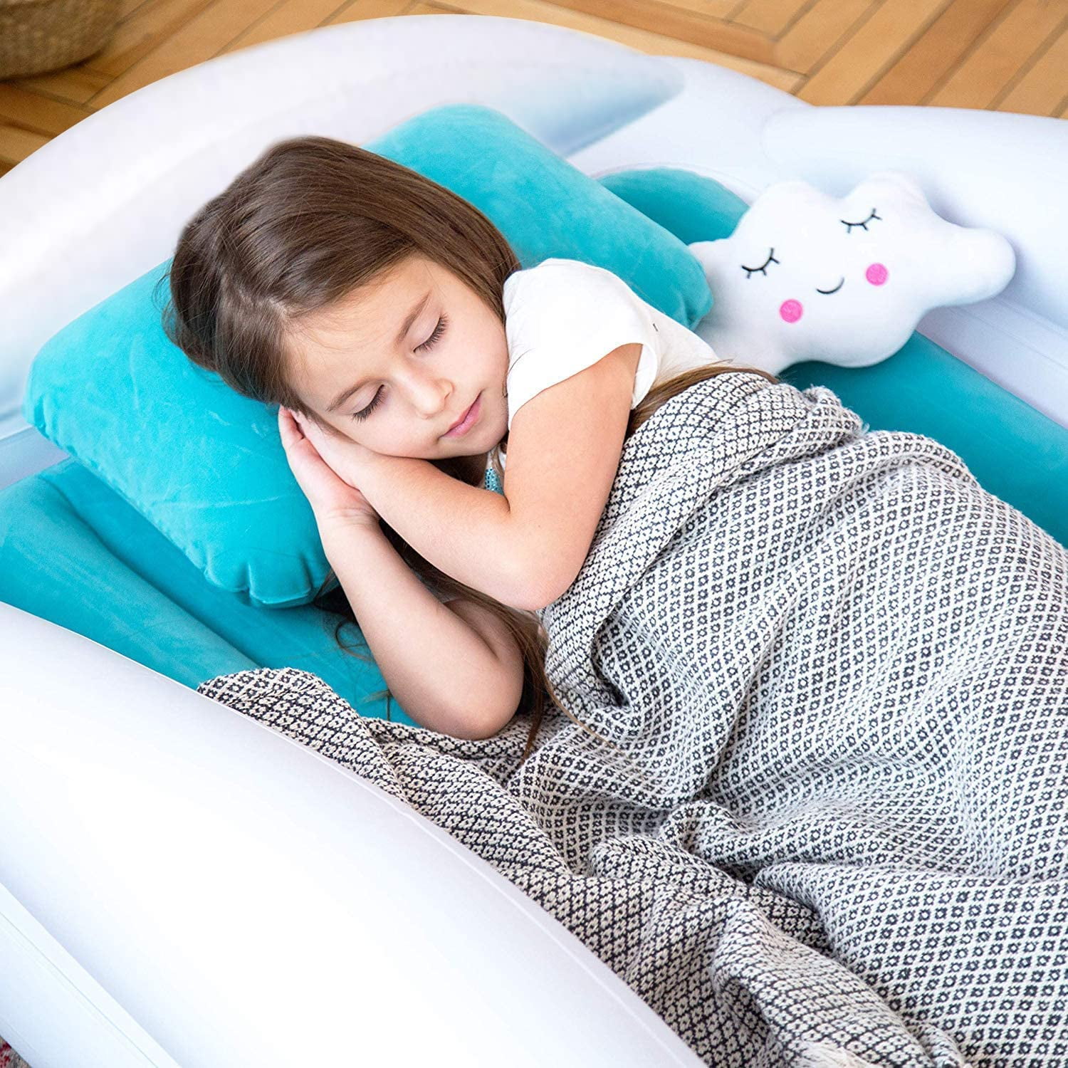 Sleepah Inflatable Toddler Travel Bed Inflatable & Portable Air Mattress Blow up Bed Bed Rails Twin