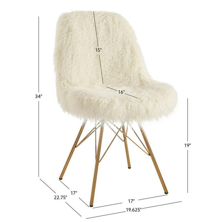 Linon Riley Metal Faux Fur Accent Chair in Gold Walmart