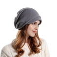 thumbnail image 4 of XIAOCHA Slouch Beanie for Women Cozy Solid Hats Casual Fall‑Winter Bonnet,Grey, 4 of 4