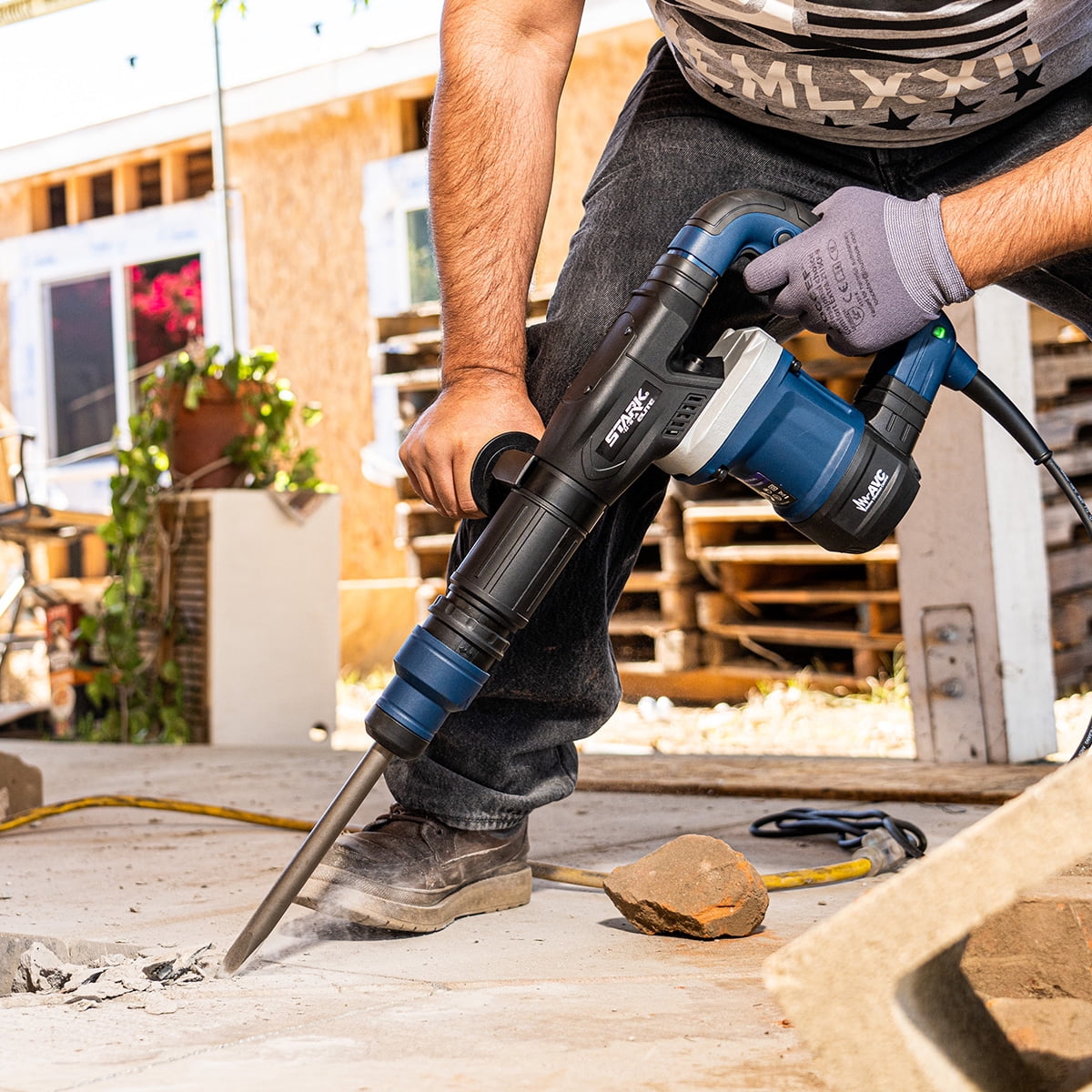 Stark USA Demolition Jack Hammer, SDS Max 1200W Electric Jackhammer Heavy Duty, 2pc Chisels Bits Chipping With Case, 3100 BPM Concrete Breaker