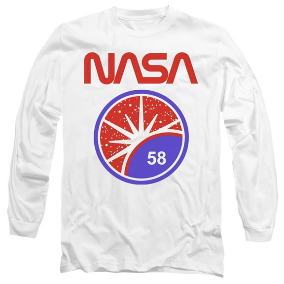Nasa Stars Long Sleeve Adult 18/1 T-Shirt White