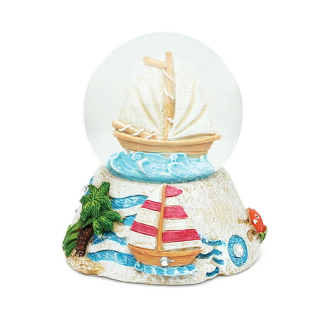 CoTa Global Sailboat Snow Globe Polyresin Boat Cruise Ship Yacht Collection Ocean Life Nautical Aquatic Marine Theme Room Decor Table Top Accent Size: 3.55 x 3.75 inches Novelty Craft Decorative