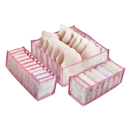 

3pcs For Underwear Storage Box Bras Socks Foldable Drawer Organizer Nylon Closet