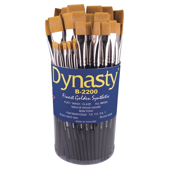 Set de 40 Pinceles Sintéticos Planos Dynasty B-2200 Negro