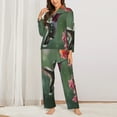 thumbnail image 2 of Pajama Sets for Women 2 Pcs, Humming Bird 1 Button Down Long Sleeve Sleepwear Lounge PJ Sets, 2 of 6