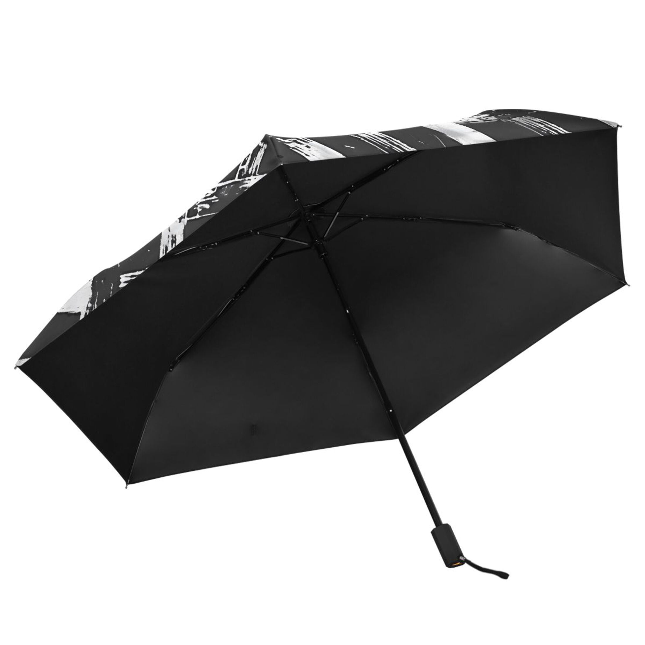 Black and White Basket Compact Sun Umbrella Windproof Travel Umbrellas for Rain Strong Portable UV Protection