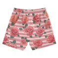 thumbnail image 2 of Kids' Beach Pants Comfortable Swim Trunks Roses and Stripes Pattern Shorts for Pool Vacation and Lounge Wear 2T, 2 of 8