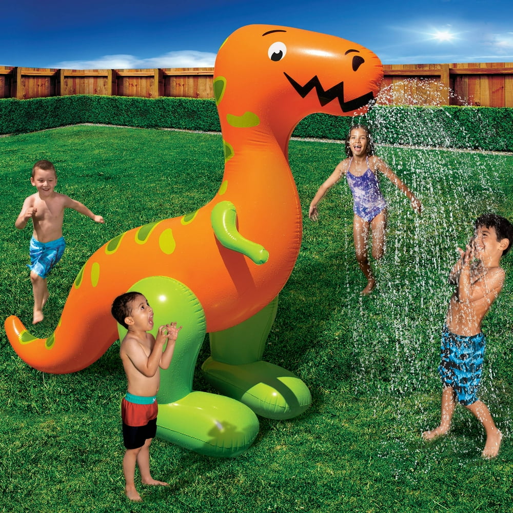 BANZAI TRex Splash Inflatable Yard Sprinkler for Kids and Teen Parties