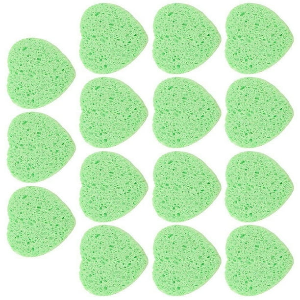 Face Sponges Heart Shaped Facial Cleansing Pads For Daily Cleansing Sensitive Skin Users 9x8.3x0.8cm Exfoliation 15Pcs