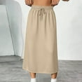 thumbnail image 6 of Women's Midi Skirts Summer Elasticated Waist Ladies Skirts With Pockets Beige M, 6 of 6