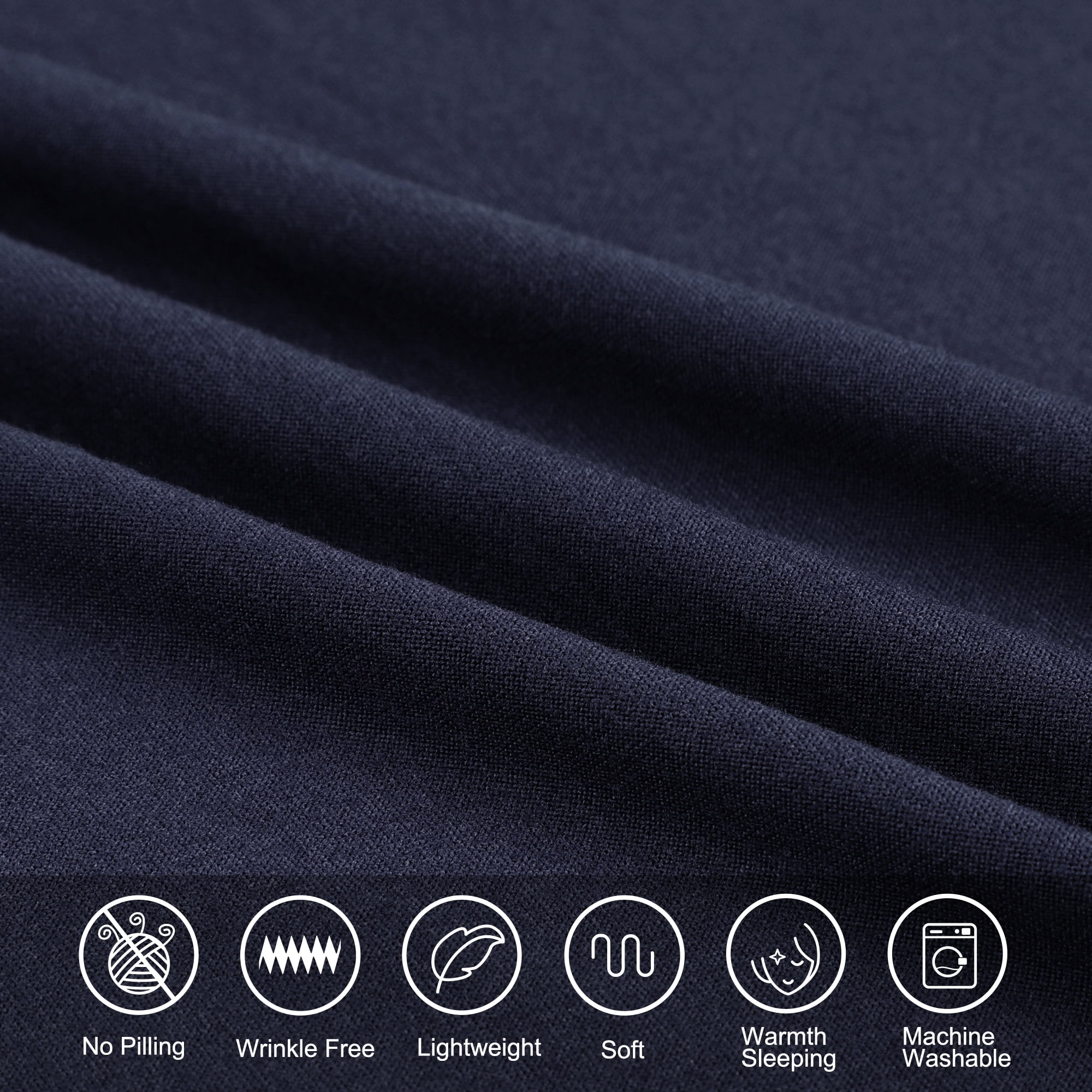 Unique Bargains Soft 190GSM Queen 16 Inch Deep Pocket Fitted Sheets Navy Blue Twin